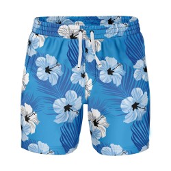 Summer Men’s Blue Floral Short Sleeve Shirt