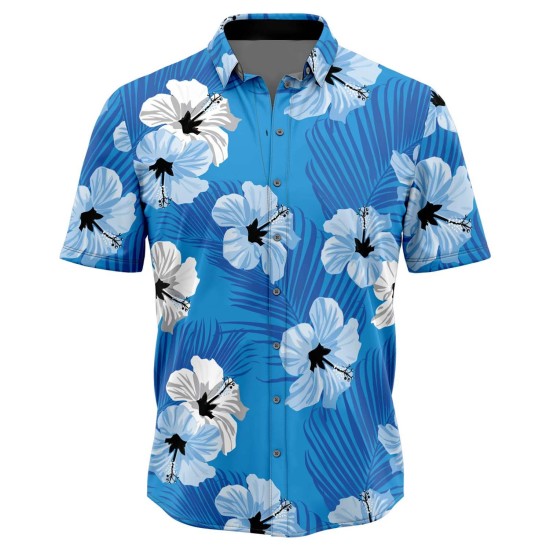 Summer Men’s Blue Floral Short Sleeve Shirt Summer Men’s Blue Floral Short Sleeve Shirt